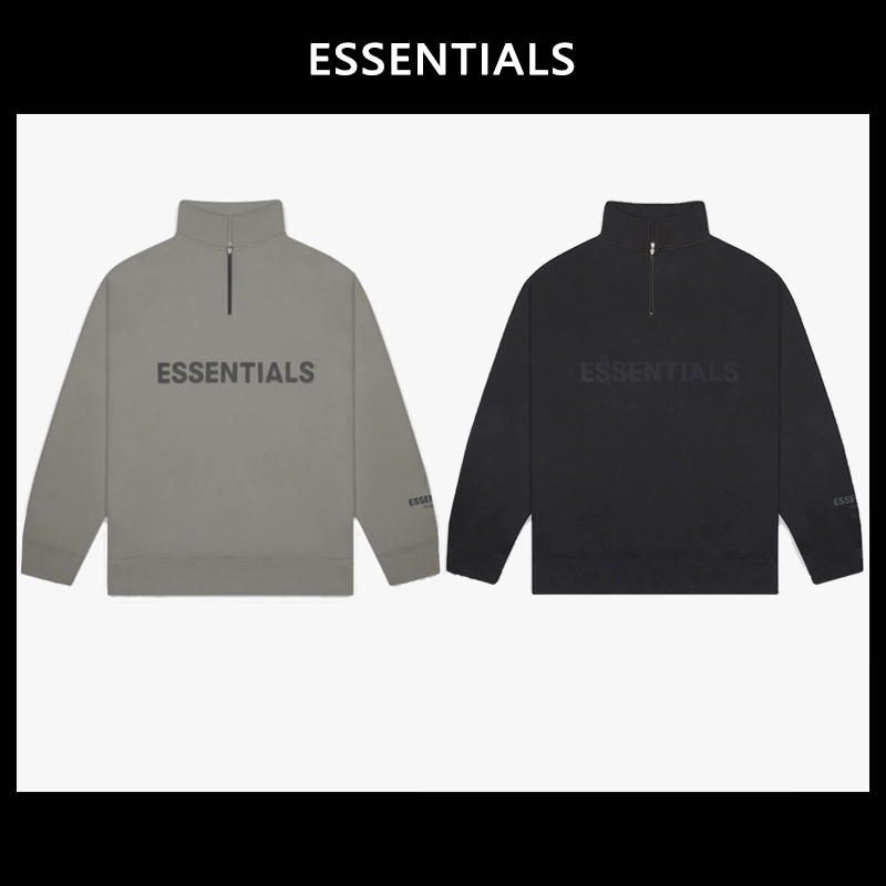 Ningbo Original Factory】Fog Kimi Essentials Half-Zip Sweatshirt for Men, New High Street Style, Fleece-Lined Trendy Sweatshirt