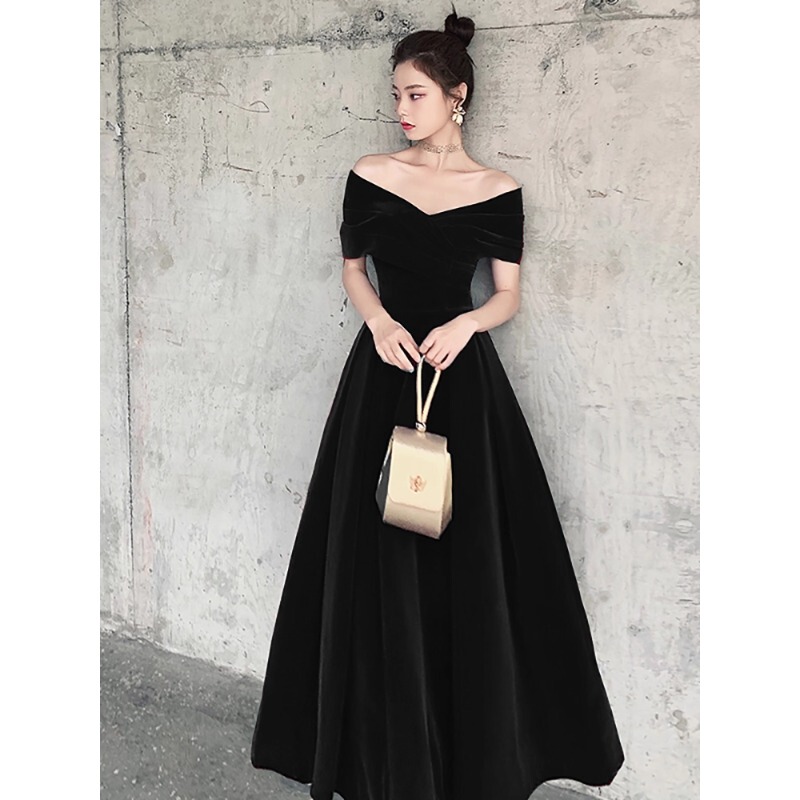 Black Coming-Of-Age Ceremony Dress, High-End Light Luxury Niche, Graduation Dinner, Birthday, Adult Princess Dress, Choir Performance Black Coming-Of-Age Ceremony Dress, High-End Light Luxury Niche, Graduation Dinner, Birthday, Adult Princess Dress, Choir Performance