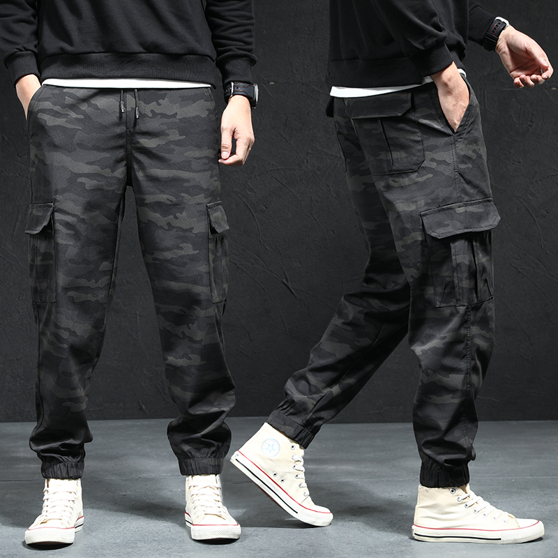 Summer Work Pants for Men, Outdoor Camouflage Jogger Pants, Ice Silk Thin Style, Multi-Pocket Loose Casual Pants, Slim-Fit Long Pants, Trendy