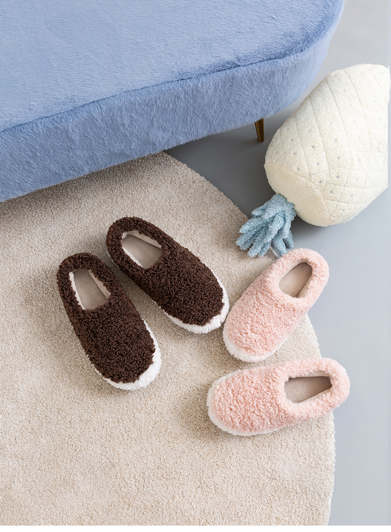 Học sinh Park West phiên bản tiếng Hàn của giày cotton nhà dày hoang dã mùa đông ấm áp cộng với dép nhung nữ nhà tất cả đã bao gồm - Trang chủ dép đi trong nhà giá rẻ