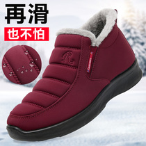 Waterproof non-slip Grandma cotton shoes Beijing cloth shoes winter warm plus velvet middle-aged soft bottom female comfortable mother old shoes