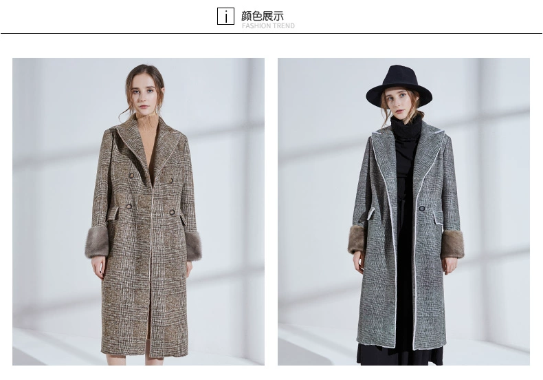 Jun Shidong mới in áo lông sinh thái nguyên bản nữ dài qua đầu gối khâu áo lông chồn - Faux Fur