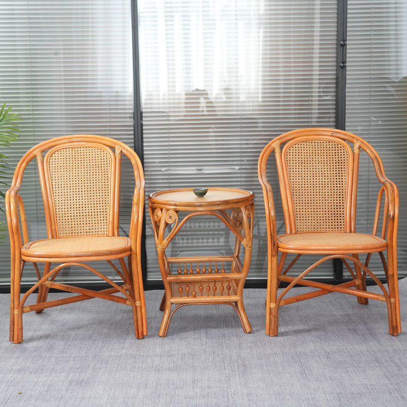 Rattan Chair Three Sets Casual Leaning Back Chair Balcony Table And Chairs Tea Table Combined small Teng table and chairs Home Aged Patio