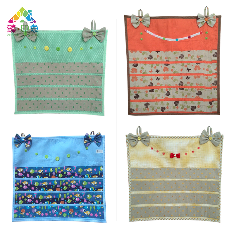 Kindergarten pick-up card bag insert card bag attendance certificate business card finishing storage hanging bag cotton cloth handmade ID card