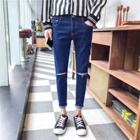Quần jean nam chân mỏng quần xu hướng thanh niên hoang dã quần chín học sinh quần nam mùa hè shop đồ nam