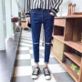 Quần jean nam chân mỏng quần xu hướng thanh niên hoang dã quần chín học sinh quần nam mùa hè shop đồ nam