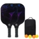 Dark Night Black — Две ракетки с четырьмя мячами + рюкзак — стекловолокно [ракетка сертифицирована USAPA]