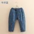 Poly baby Paint dot Jeans 2020 mùa thu bé gái quần áo trẻ em quần âu rộng rãi kz-c602 - Quần jean Quần jean