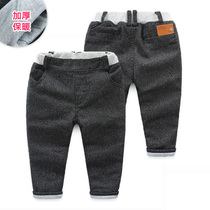 Baby solid color cotton pants 2021 Winter Dress Korean new boys childrens clothing childrens casual thick long pants kz-9192