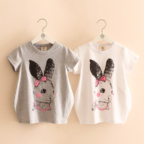 Baby 2021 summer dress Korean rabbit girl childrens clothing childrens long short sleeve T-shirt female tx-0966