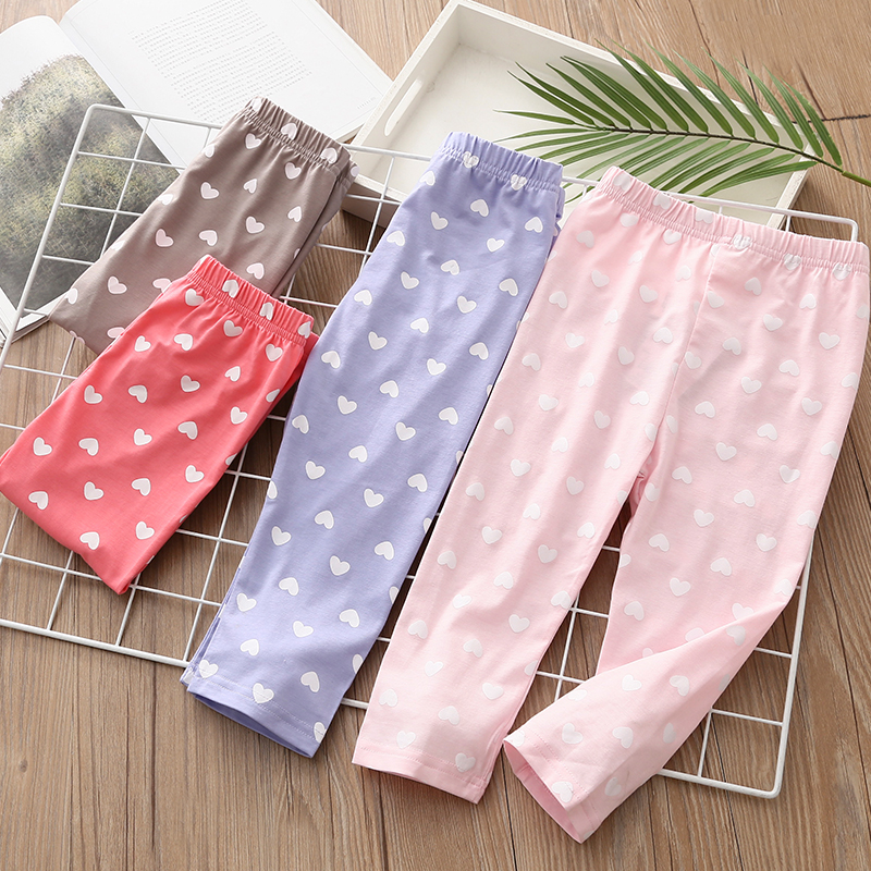 Baby love seven-point inner pants 2022 summer Korean version girls' clothes children's full printed pants kz-8306