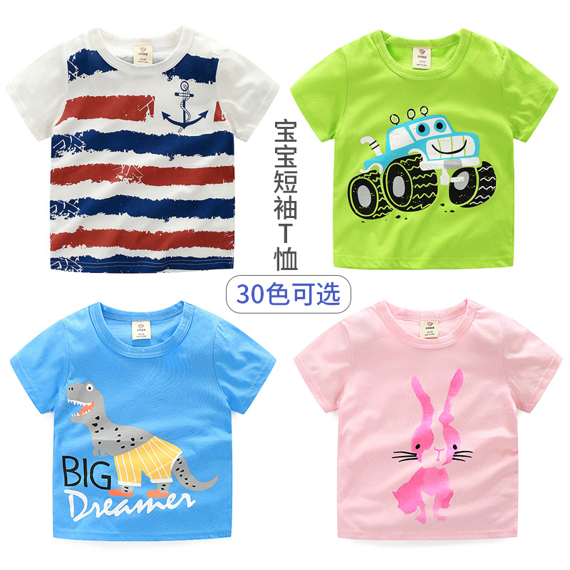 Baby short sleeve T-shirt 2022 Summer fit Korean version of boy girl child round collar blouse jh-0037
