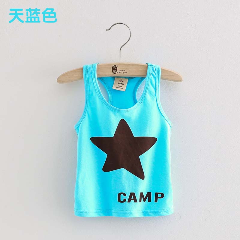 2020 mùa hè váy Hàn Quốc phiên bản kẹo màu cậu bé và cô gái childrens con bé vest không tay nam t-shirt tx-0345.