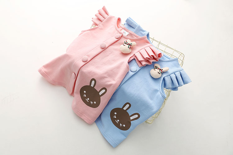 Bé bunny vest 2018 mùa thu mới trẻ em Hàn Quốc mặc cô gái mặc trẻ em bay tay áo vest wt-6161