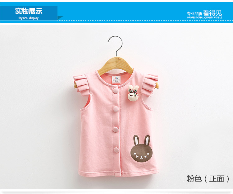 Bé bunny vest 2018 mùa thu mới trẻ em Hàn Quốc mặc cô gái mặc trẻ em bay tay áo vest wt-6161