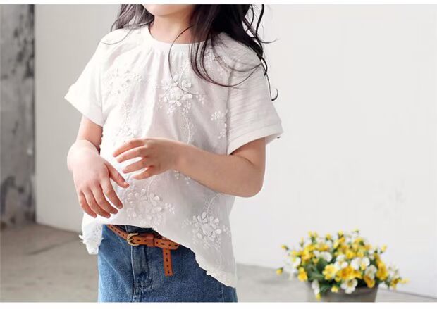 Áo thun trẻ em tay ngắn hoa hè 2018 phiên bản Hàn Quốc của bé gái mới quần áo trẻ em đáy quần tx-6680 áo thun cho bé