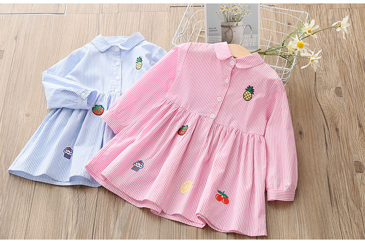 Váy sọc bé 2019 xuân mới cho bé gái quần áo trẻ em hoạt hình váy qz-4957 đầm trẻ em cao cấp