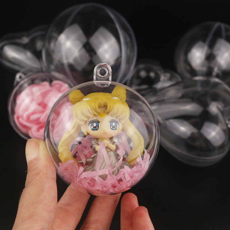 (Plastic Ball) clay shop windows display crystal clear round loving Christmas ball heart-shaped bracket 4-12cm