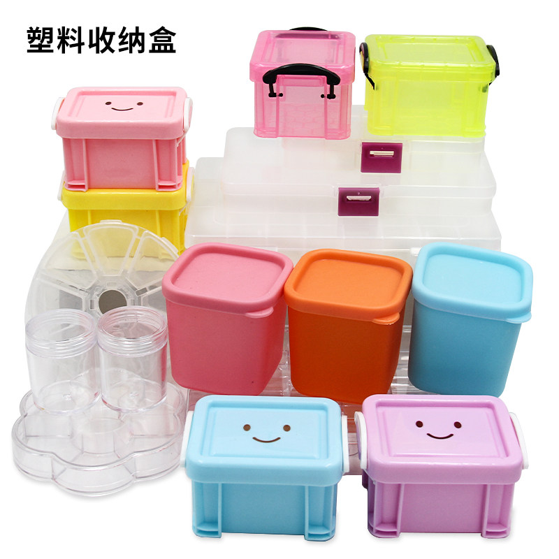 (Storage box) Detachable transparent smiley face lock square round ultra-light sticky cream soil preservation accessories storage
