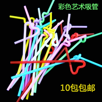 (Colour art long straw) disposable DIY styled juice drink straw milk tea straw 100 only fit