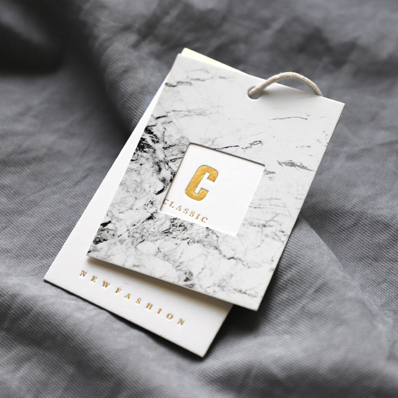 Hangtag Set Clothing Price Tag Custom Light Lavish Atmosphere Fashion Marble Veins Hollowed-out Women Clothing Special Paper Listing trademark logo logos Production Design for printing