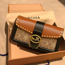 French DUDK famous brand womens bag genuine leather baguette armpit bag high-end light luxury printed shoulder handheld small square bag