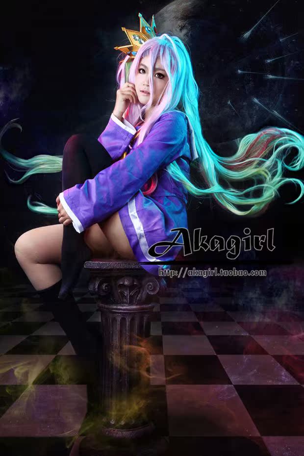 Không có trò chơi cuộc sống không cuộc sống cuộc sống cosplay trắng tuyệt đẹp nhiều màu hỗn hợp anime cos tóc giả - Cosplay đồ cosplay anime