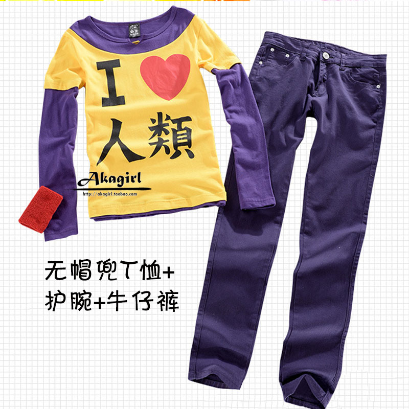 Không có trò chơi cuộc sống không có cuộc sống cosplay tóc giả trống rỗng + áo phông + áo len + quần jean + quần áo COS - Cosplay đồ cosplay hầu gái