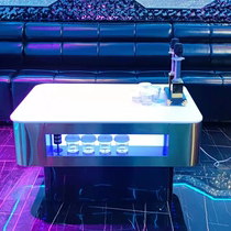 KTV bar stainless steel deck luminous coffee table hotel club marble tempered glass light luxury table customization