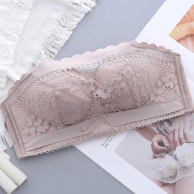 Strapless underwear women gather non-slip small chest invisible bra summer thin anti-light bandeau bra without steel ring