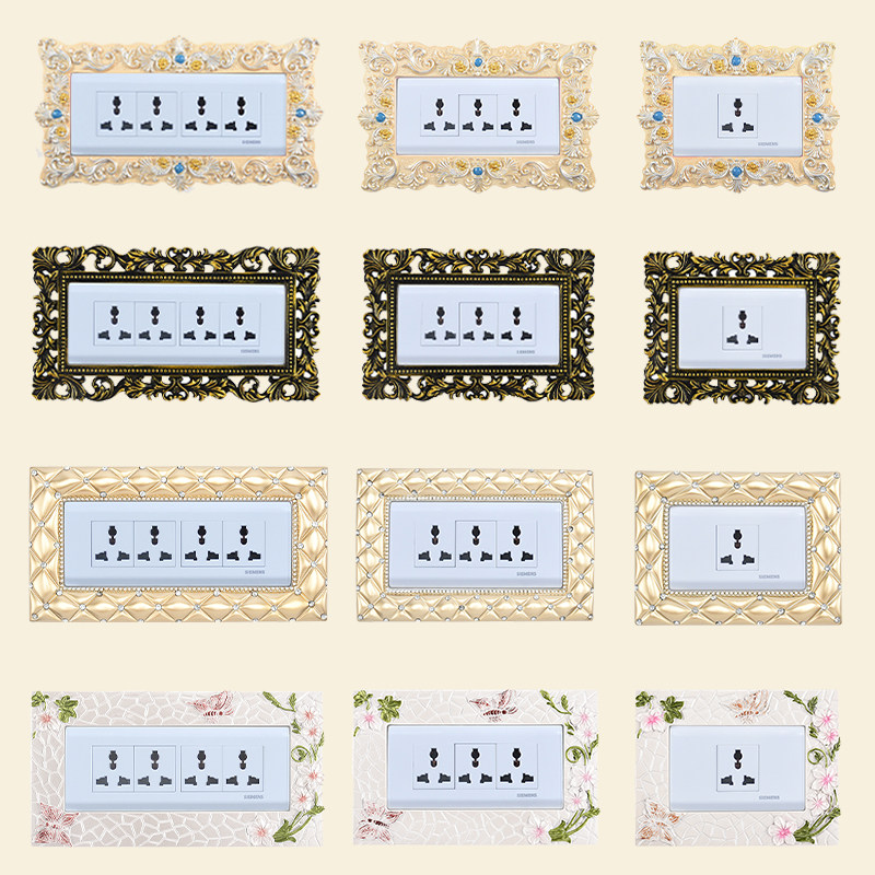 Switch applique wall sticker protective sheath 118 type European style modern minimalist idea 12 holes 9-hole socket rectangle