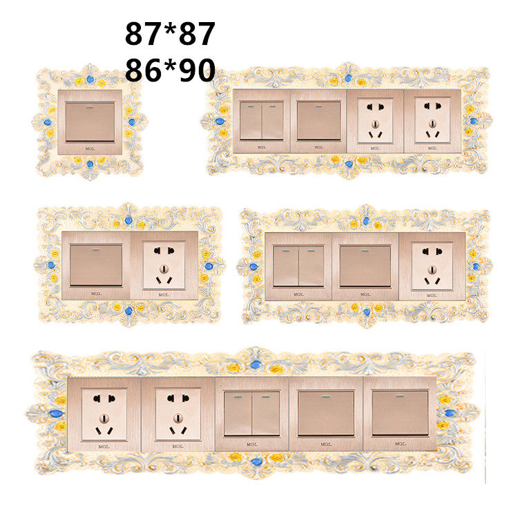 Switch patch protective sheath 86 Type of double switch Three home European style modern minimalist walls Decorative Socket Sticking resin