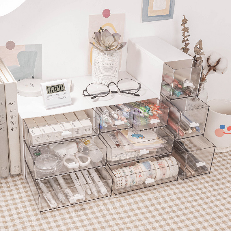 Desktop container box students in dormitory Stationery Cosmetics Lipstick Skin Drawer-style Office Artificial