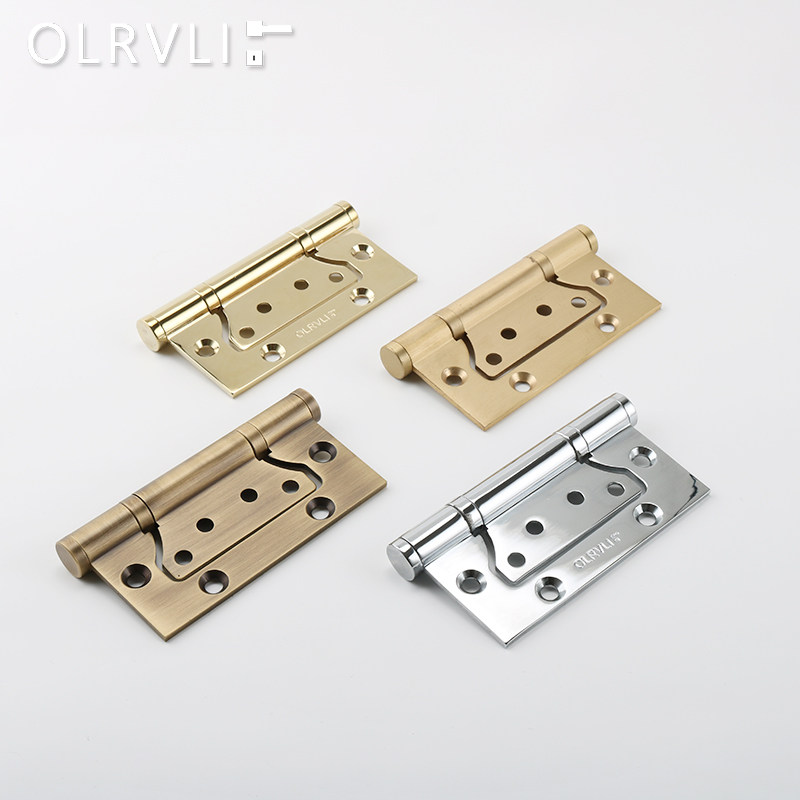 Pure copper 4-inch gold primary-secondary synthetic-leaf ancient bronze black silver color indoor solid wood door free from notching and silent hinge single sheet-Taobao