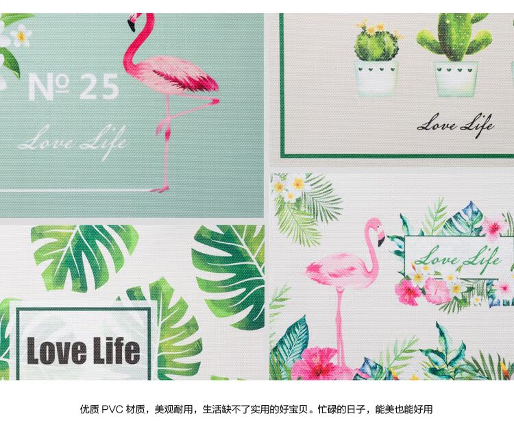 Hua Khánh Flamingo placemat Table Mat Bắc Âu Gió PVC Bàn cách nhiệt Pad Hình chữ nhật Bát Mat Sành - Đồ ăn tối dĩa nhựa