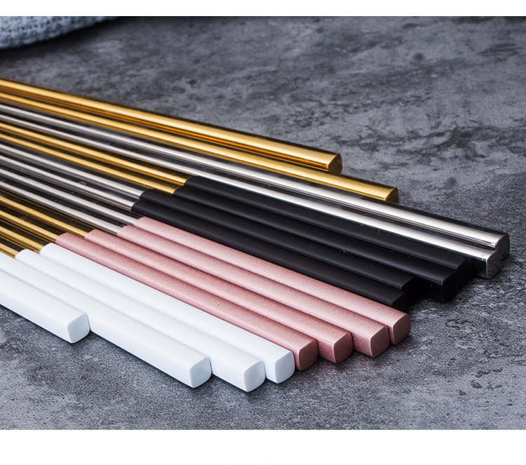 Hua Khánh Creative 304 đũa thép không gỉ Hộ gia đình đũa sắt kim loại khách sạn bộ đồ ăn Trung Quốc đơn và đôi - Đồ ăn tối bộ chén dĩa cao cấp