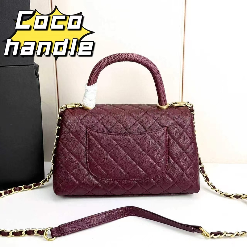 Caviar Quilted Coco Handle Chain Handbag, Chanel-Style Flap Luxury Messenger Crossbody Shoulder Bag Caviar Quilted Coco Handle Chain Handbag, Chanel-Style Flap Luxury Messenger Crossbody Shoulder Bag