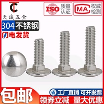 Large head carriage M6M8M10M12 304 stainless steel bolt half circle square neck screw rack screw flat head Square