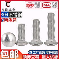 Small head carriage M4-M12 304 stainless steel large flat head semi round head bolt square neck screw Bridge rack