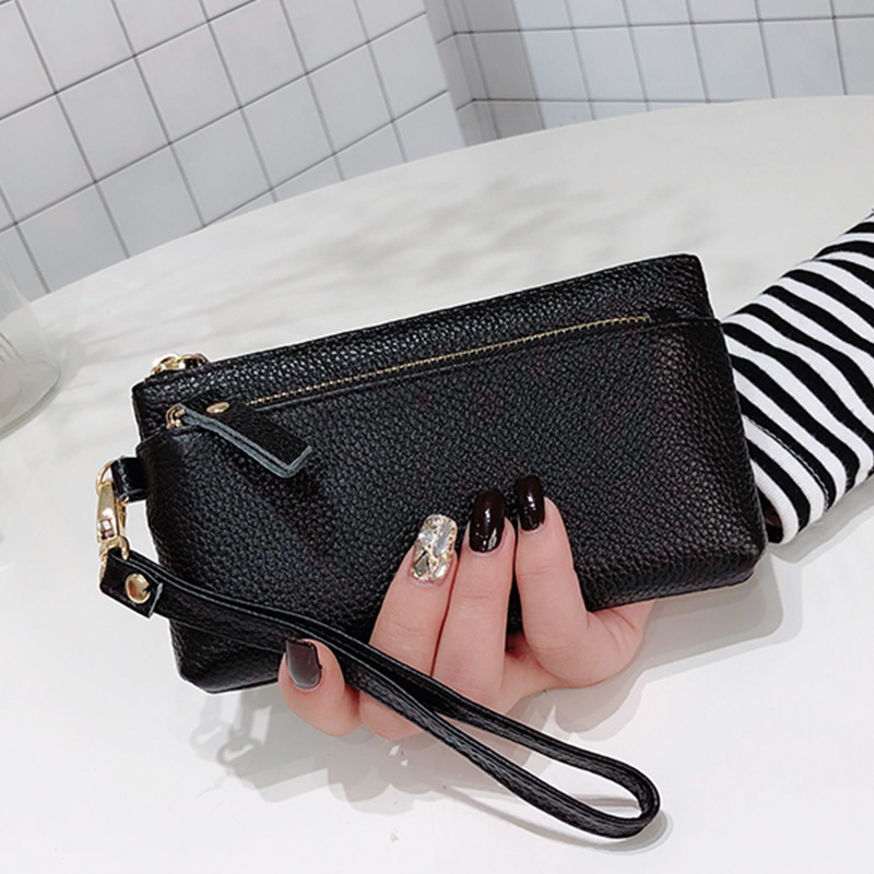 Genuine Leather Phone Wallet Long Wallet Top Layer Cowhide Soft Leather Clutch Wrist Bag Coin Purse Coin Bag Female Bag