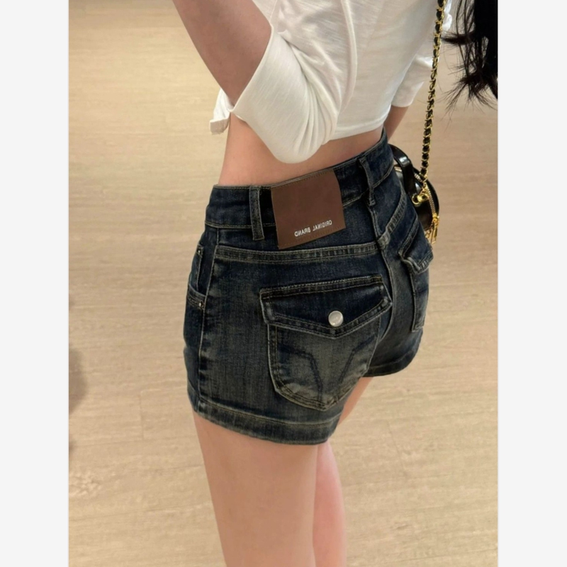 American Retro Hip-Lifting Straight-Leg Denim Shorts for Women, New Summer Style, Slimming, Versatile, Hip-Hugging, Hot Girl Trendy Shorts