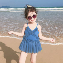 Korean Children Conjoined Swimsuit Girl Cute Little Princess Pendant With Skirt Swimsuit Spa Baby Dress Swimsuit