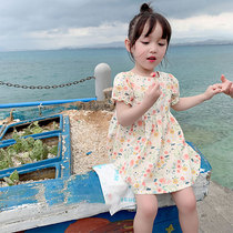 Girls Broken Flowers Dress dress Summer children Womens baby Femininity Bubble Cuff back Princess Skirt Small Crumbles dresses