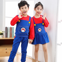 Childrens baby baby Kindergarten cartoon Super Marie suit Childrens Christmas New Years Eve performance in two sets of cashmere