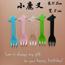 New Creative Disposable Plastic Cake Spoon Small Deer Fork Cake Shovel West Point Ice Cream Spoon 100 Independent packages