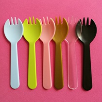 Independent packaging bulk color frosted cake fork three tooth fork color ice cream fork spoon 100 price