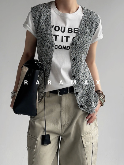 RARAMAX克制感时髦~空气凉感不沾身 混色亚麻纱 CLASSIC 针织马甲