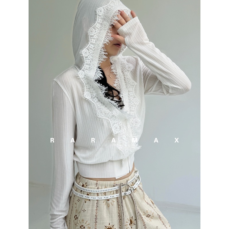 Raramax Premium Acetate ~ Soft and Silky ~ Lace Hooded Short Jacket/Sun Protection Clothing Raramax Premium Acetate ~ Soft and Silky ~ Lace Hooded Short Jacket/Sun Protection Clothing