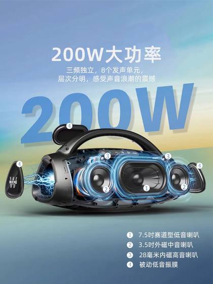 维尔晶D20无线家用户外便携手提K歌广场舞音箱蓝牙音响超重低音炮