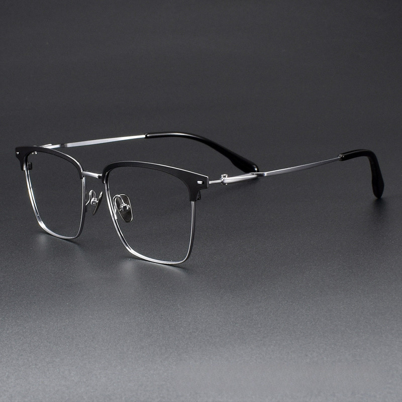 Yohji Yamamoto Same Style Business Eyebrow Frame Pure Titanium Eyeglass Frame for Large Faces, Square Frame Sh0072